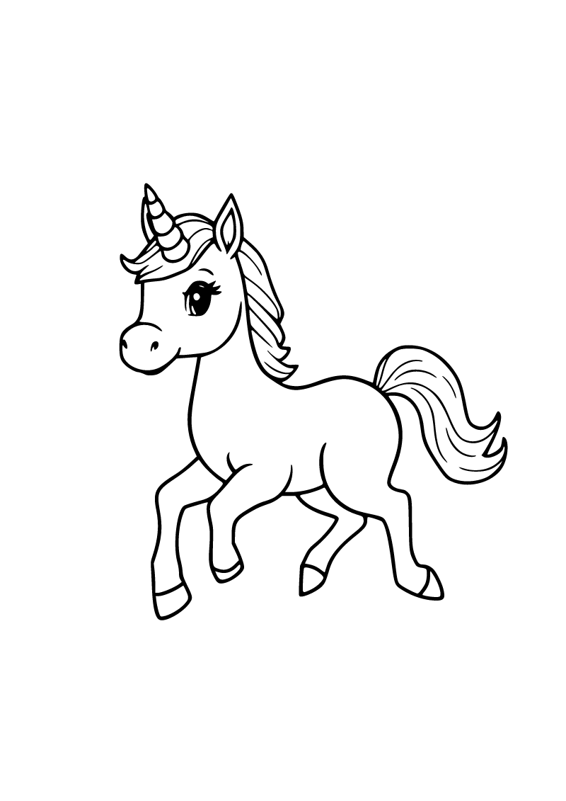 Yavru unicorn boyama sayfası