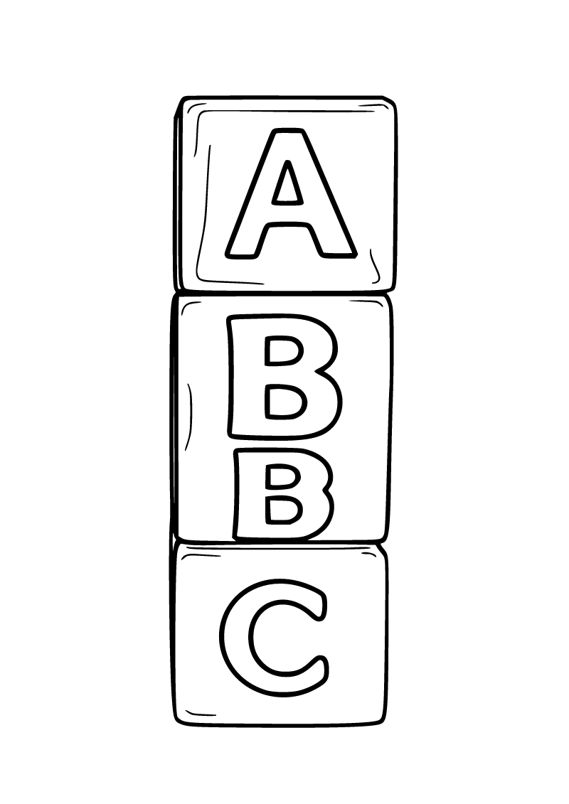 ABC harf blokları boyama sayfası