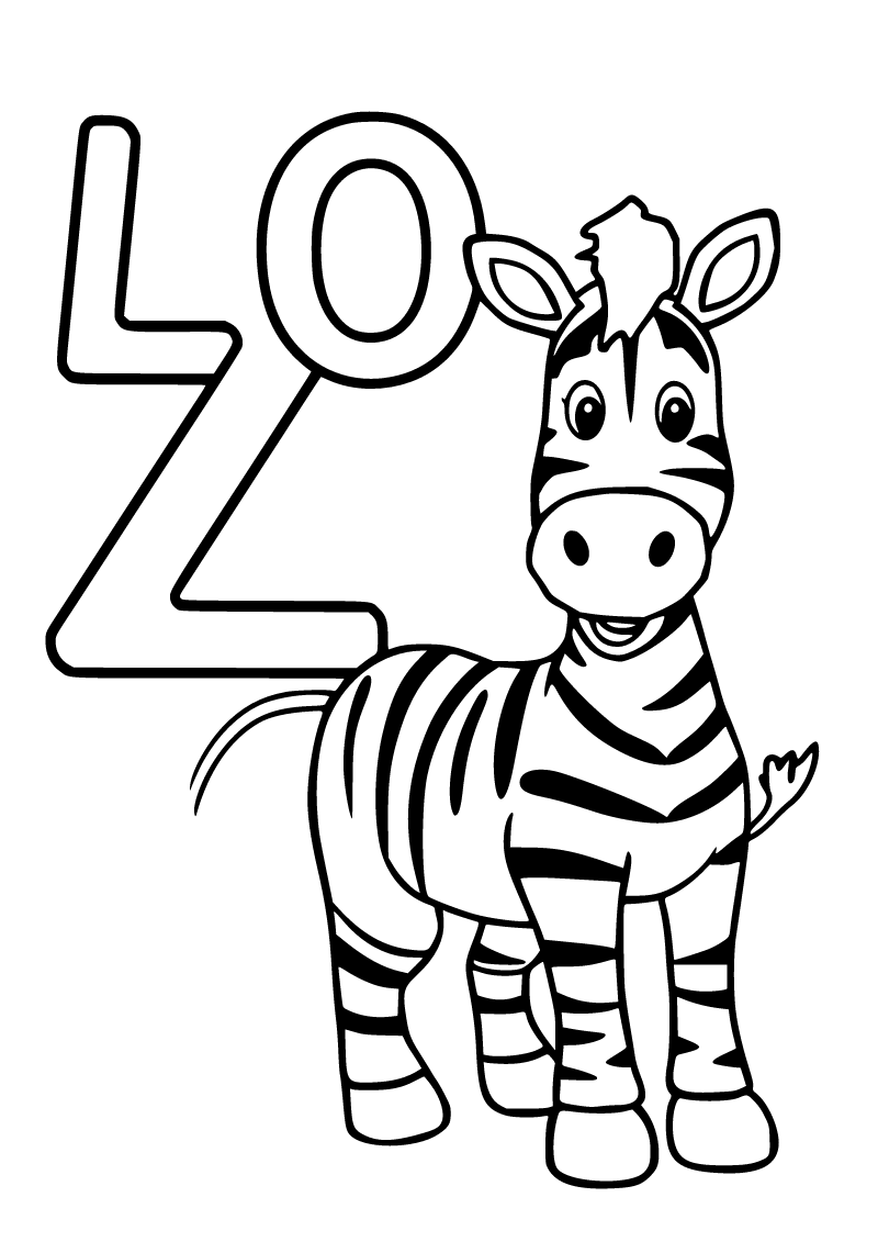 Z harfi ve zebra boyama sayfası