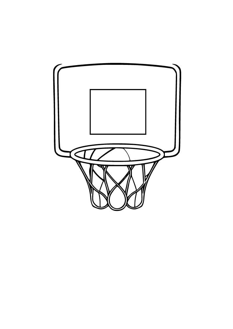 Basketbol topu ve pota boyama sayfası