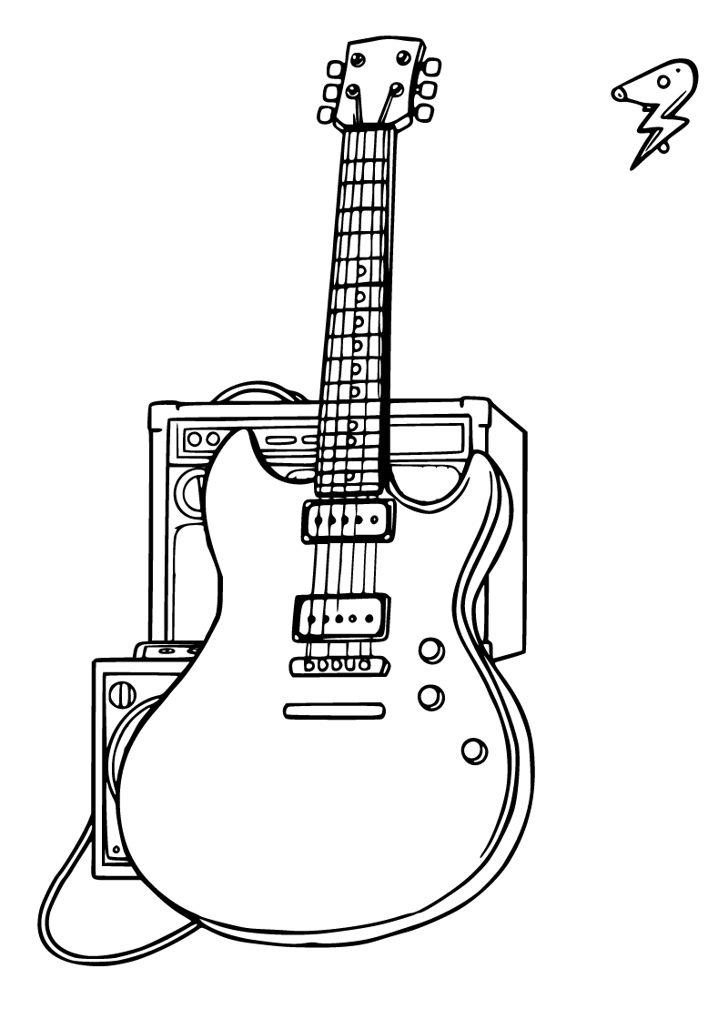 Elektro gitar ve amfi boyama sayfası