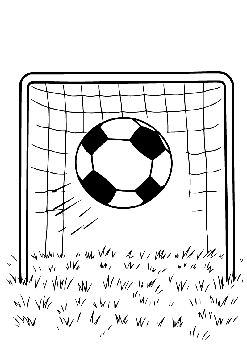 Futbol topu ve kale boyama sayfası