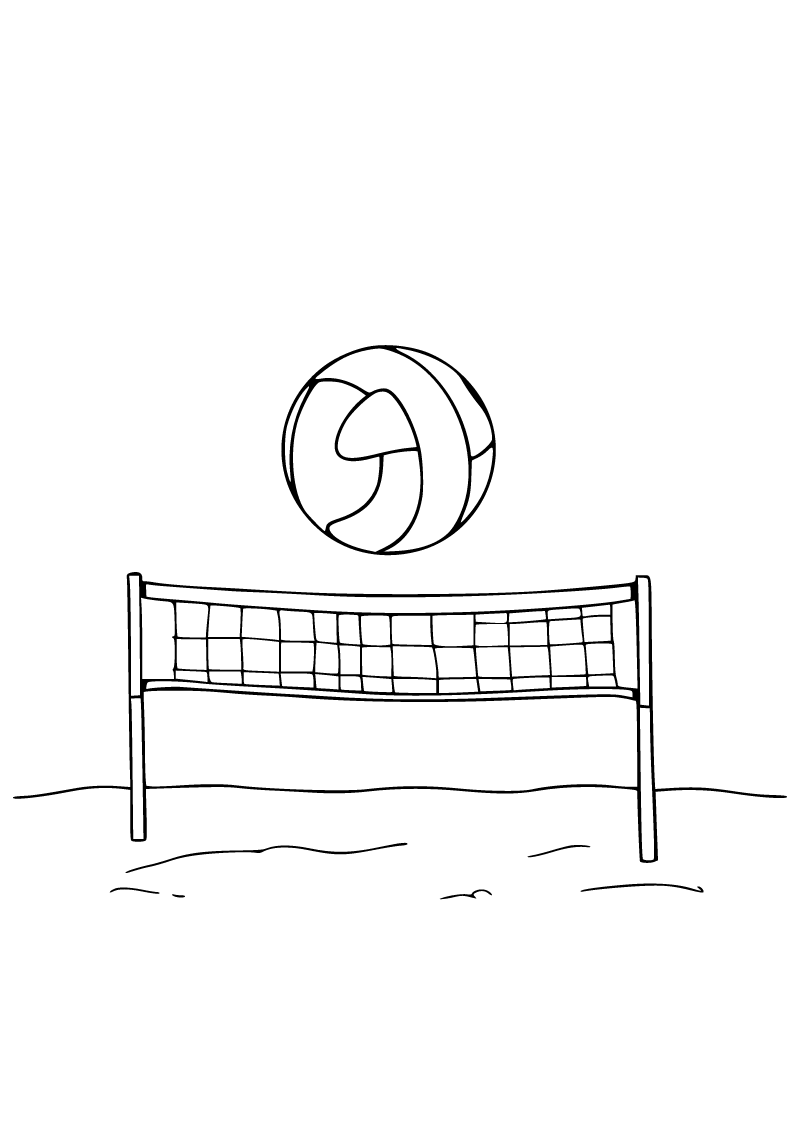 Voleybol ve file boyama sayfası