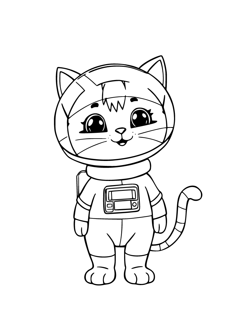 Astronot kedi boyama sayfası