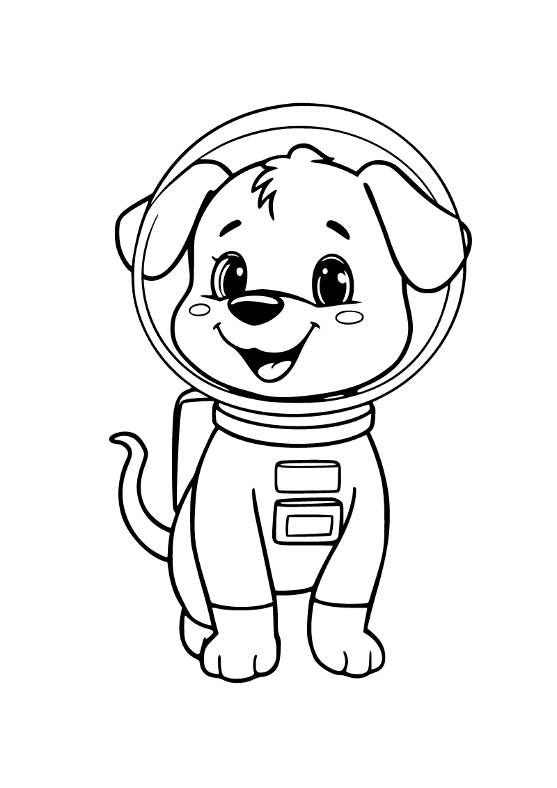 Astronot köpek boyama sayfası
