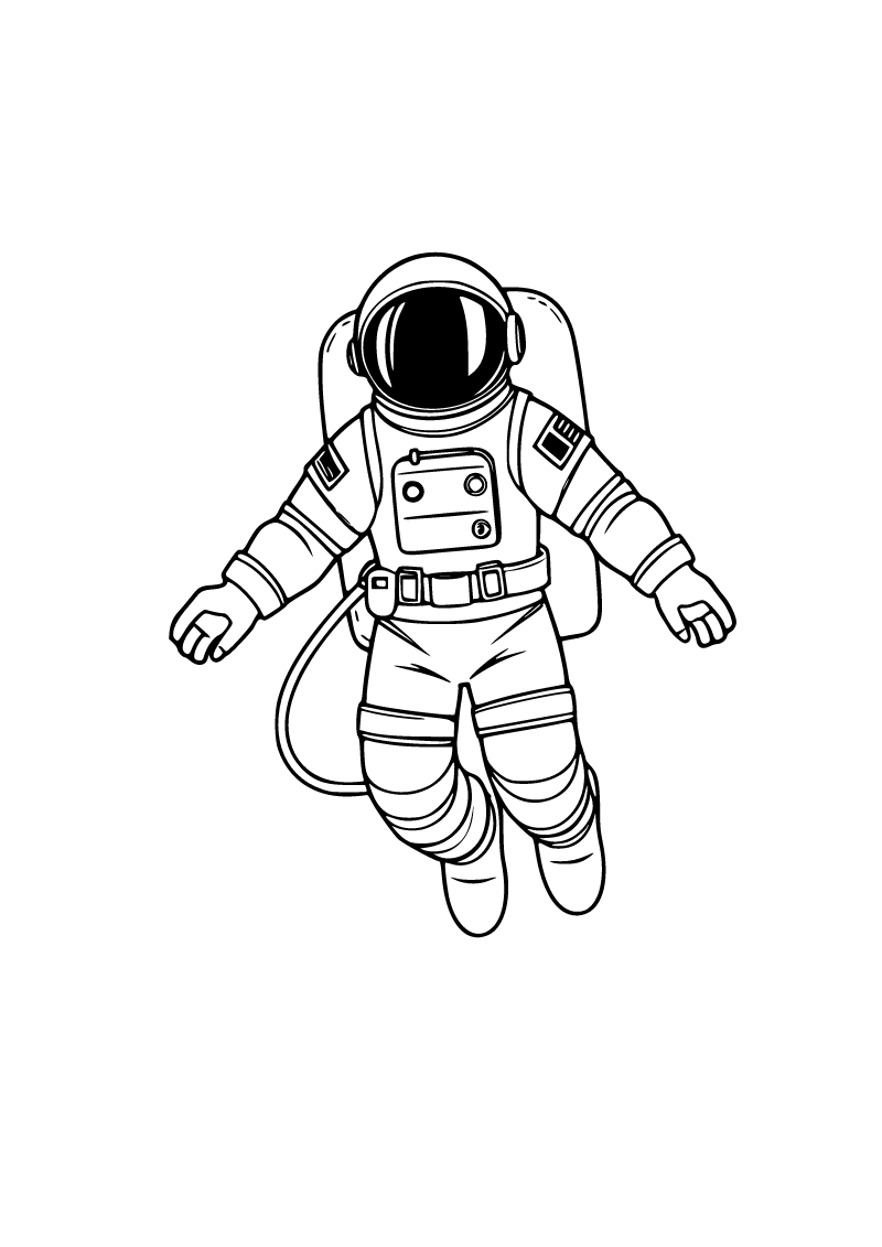 Uzayda yürüyen astronot boyama sayfası